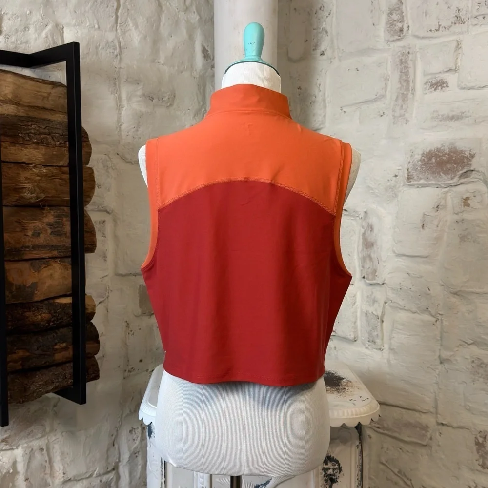 Old Navy Vibrant Orange and Red Zip Crop Top